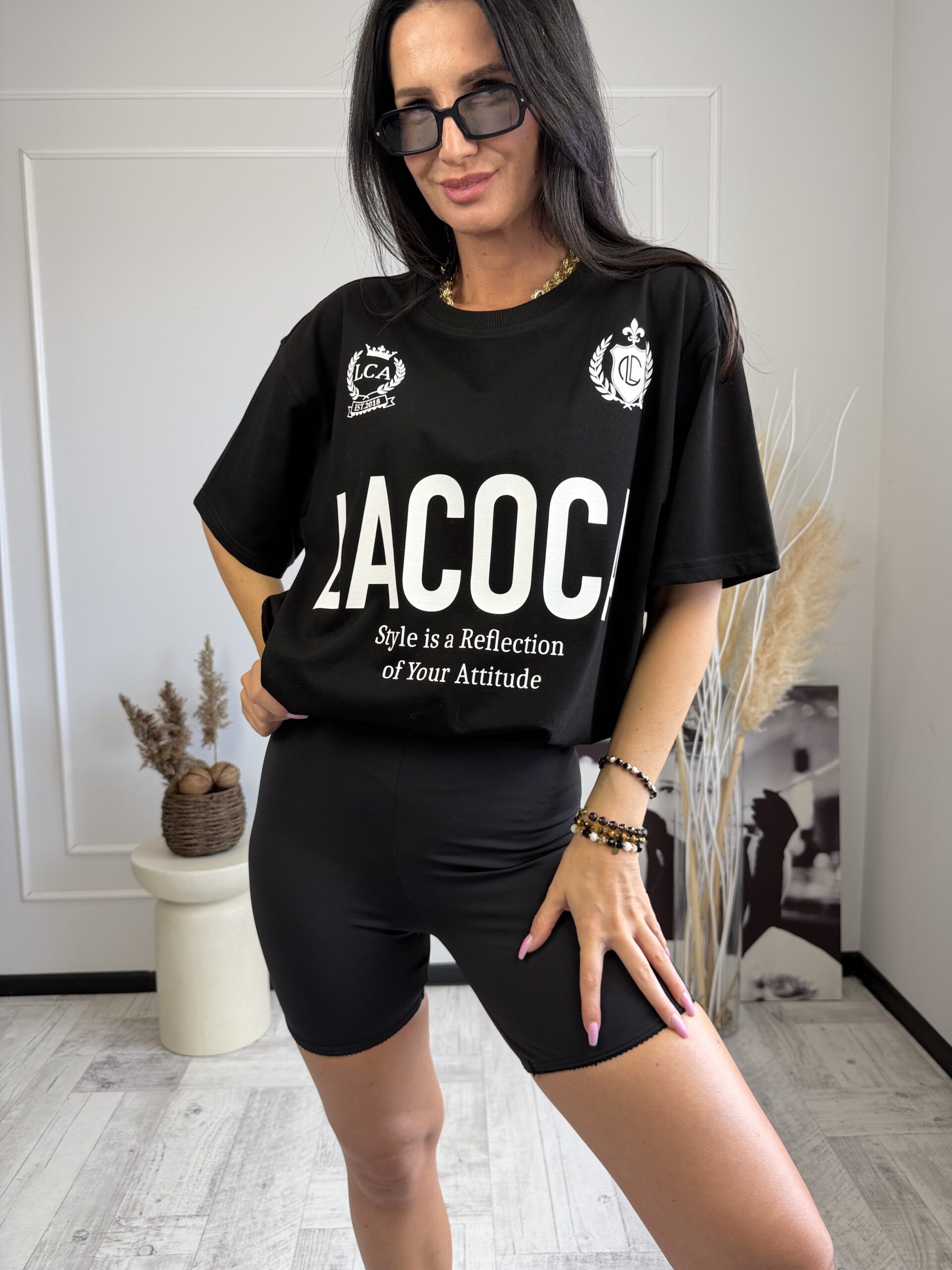 Komplet damski sportowy La Coca, t-shirt i kolarki